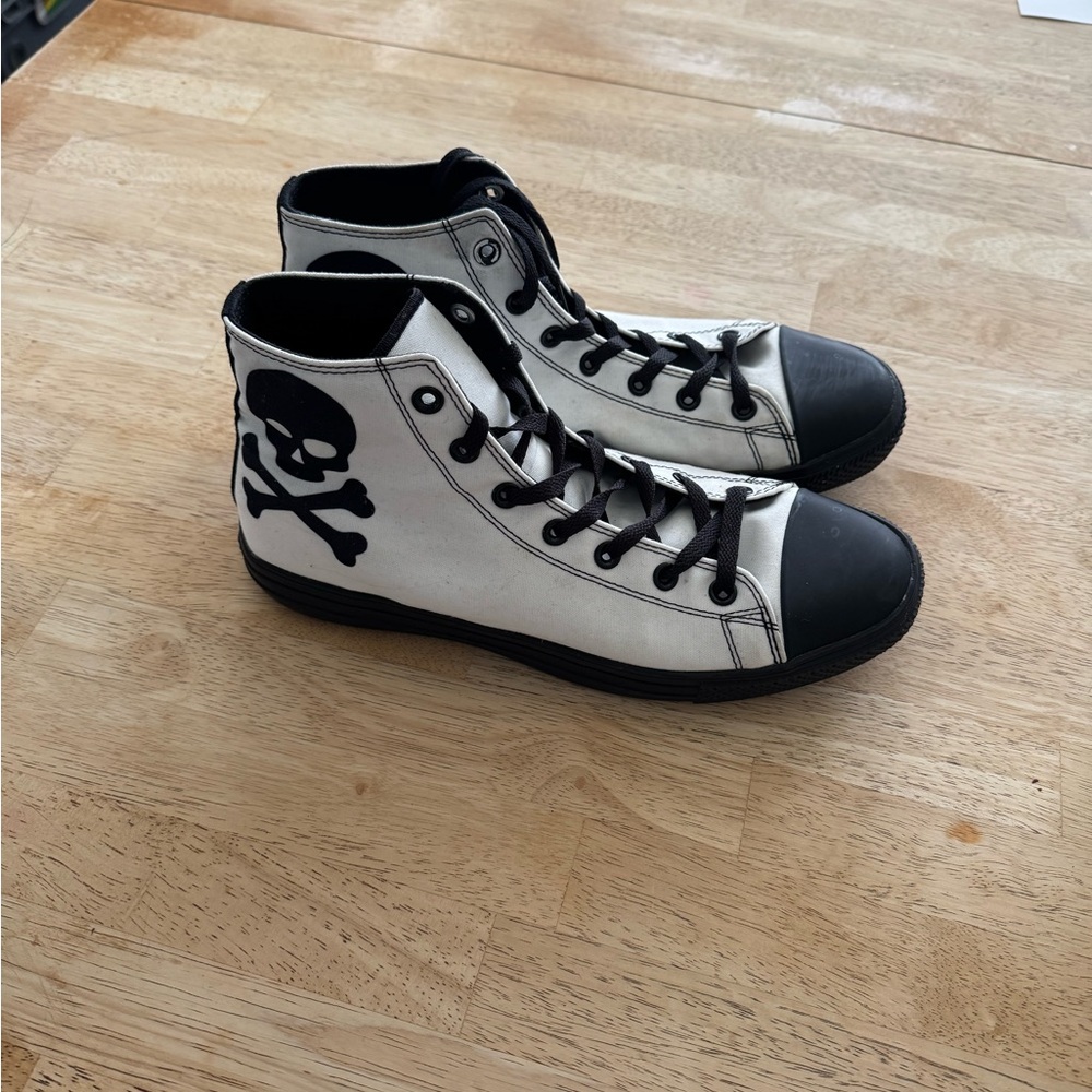 Skull High-Top Sneakers in Black and White